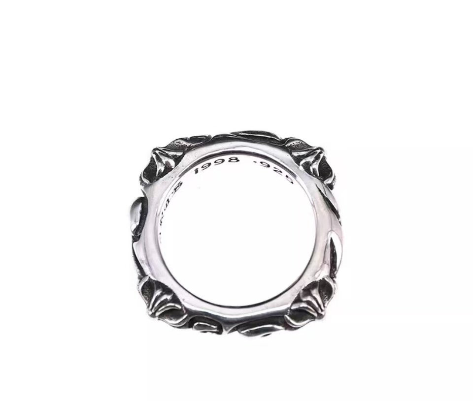 Chrome hearts Palace-Style Square Cross Flower Band Ring