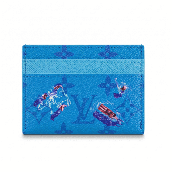 M14862 LouisV  Double Card Holder Colored Monogram Canvas BLUE (7x1.5x11cm)