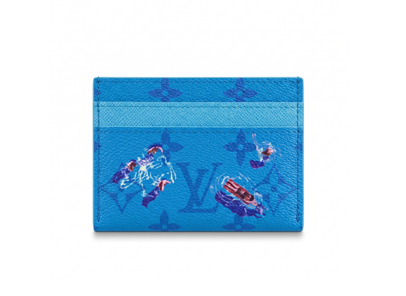 M14862 LouisV  Double Card Holder Colored Monogram Canvas BLUE (7x1.5x11cm)