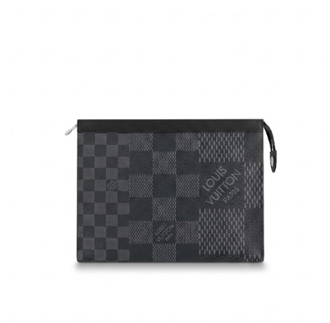 LouisV N60444 Pochette Voyage Damier Graphite 3D Canvas (27×21×6cm)