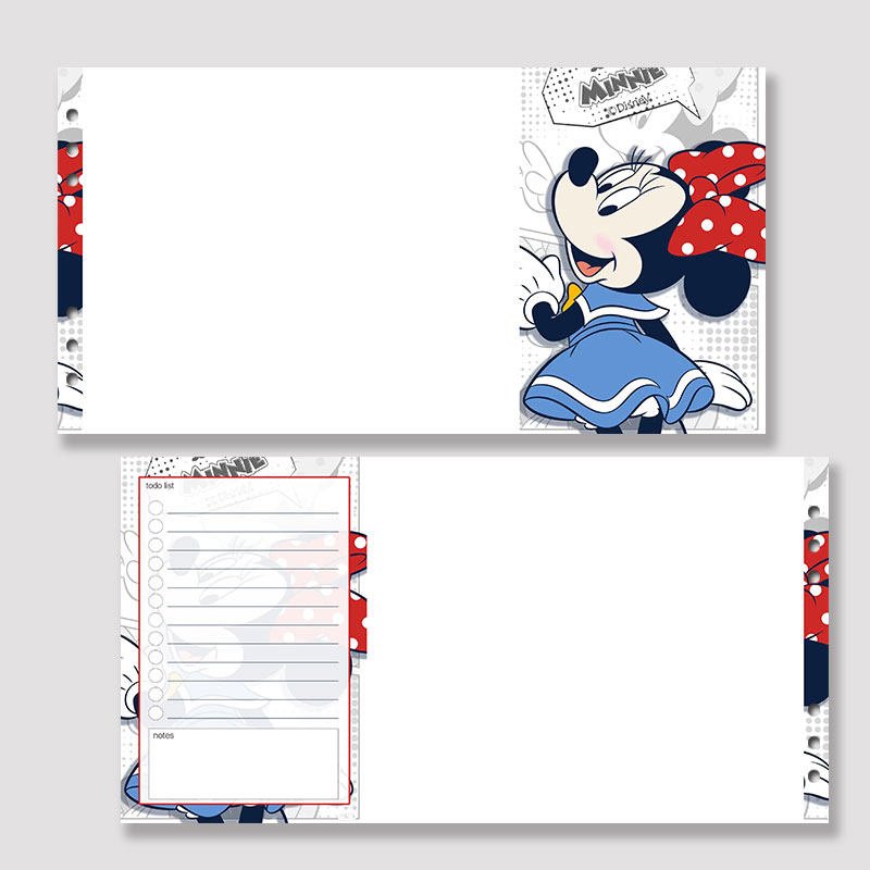 A7： Mickey Minnie Tri-Fold Loose Leaf Refill Inserts for Binder Journals