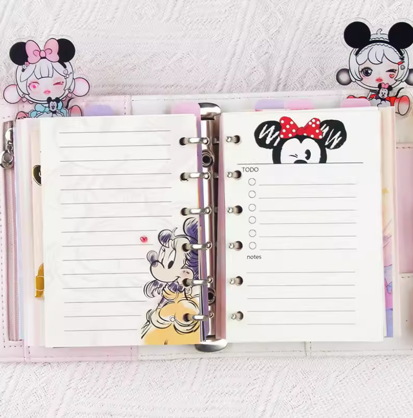 A7 ：Refill Pages, Cute Cartoon Minnie Mouse Lined & To-Do Inserts, 40 Sheets