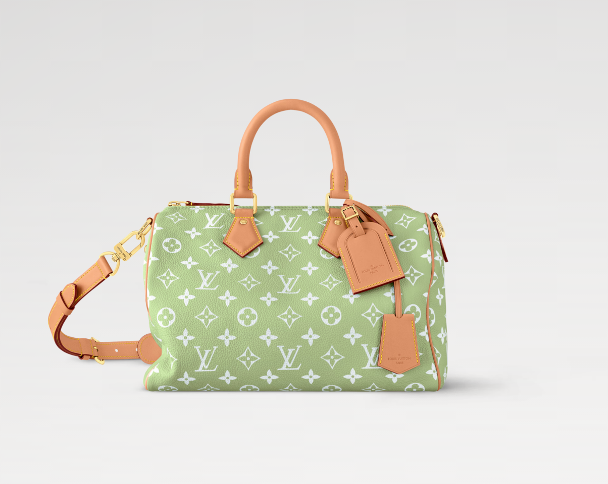 LouisV M14064 Speedy P9 Bandouliere 30 Light Green Soft Calfskin (32x22.5x18cm)