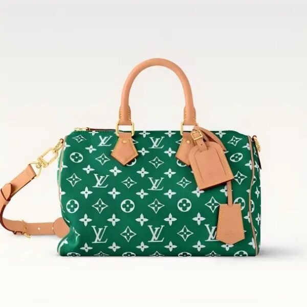 LouisV M14077 Speedy P9 Bandouliere 30 Green Soft Calfskin (32x22.5x18cm)
