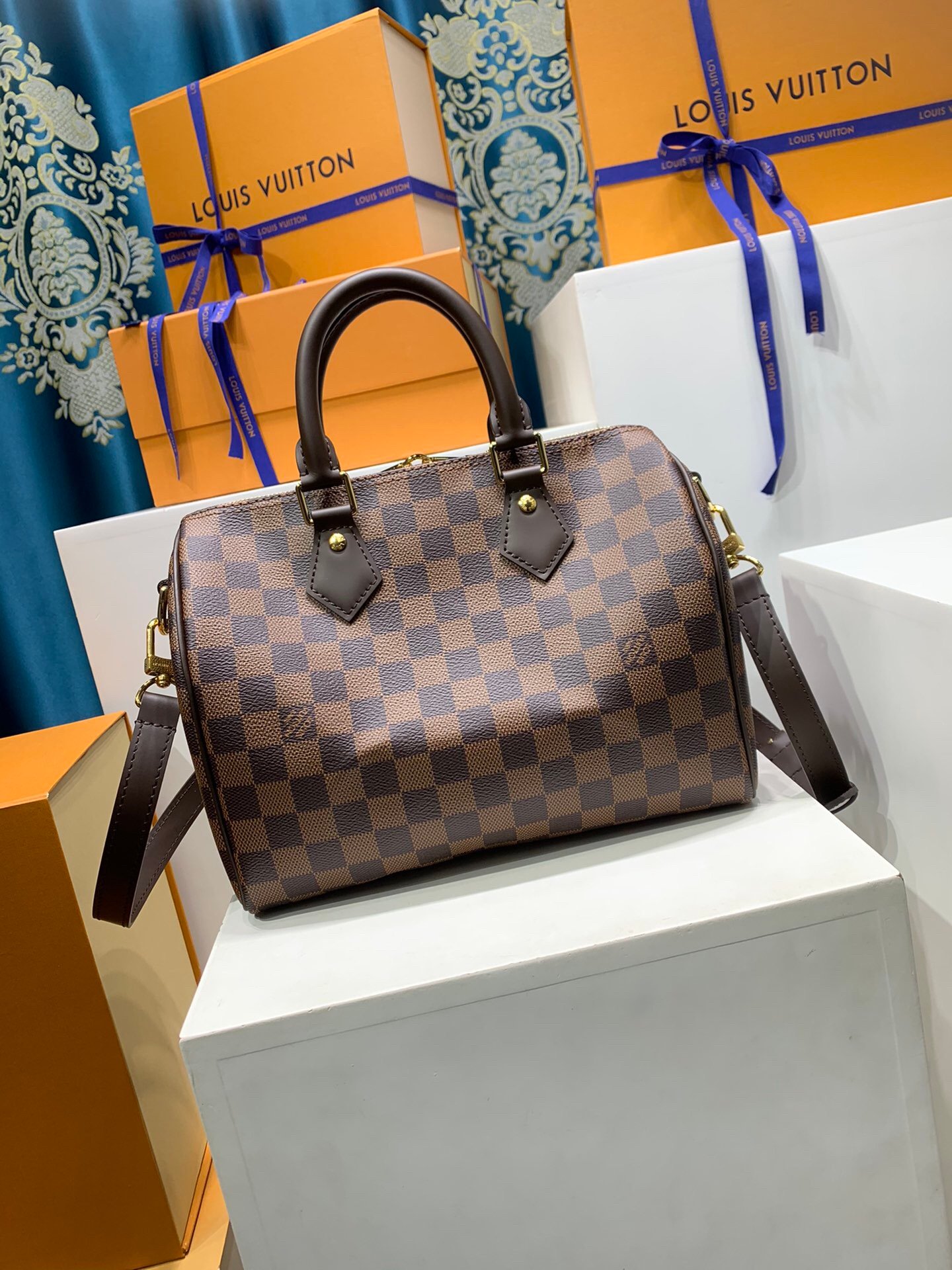 LouisV N40575 Speedy Bandoulière 25 Damier Ebene (25x19x15cm)