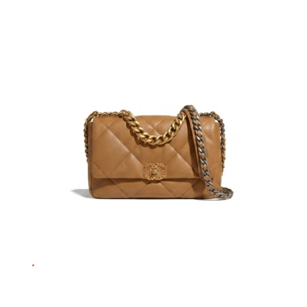 AS1161 COCO19 Flap Bag Golden Caramel Lambskin Mixed-Metal Hardware  (26*9*16mm)