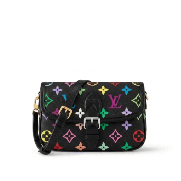 M14194 LouisV Nano Diane Bag – Takashi Murakami Multicolor Black, 19 × 10.5 × 6 cm