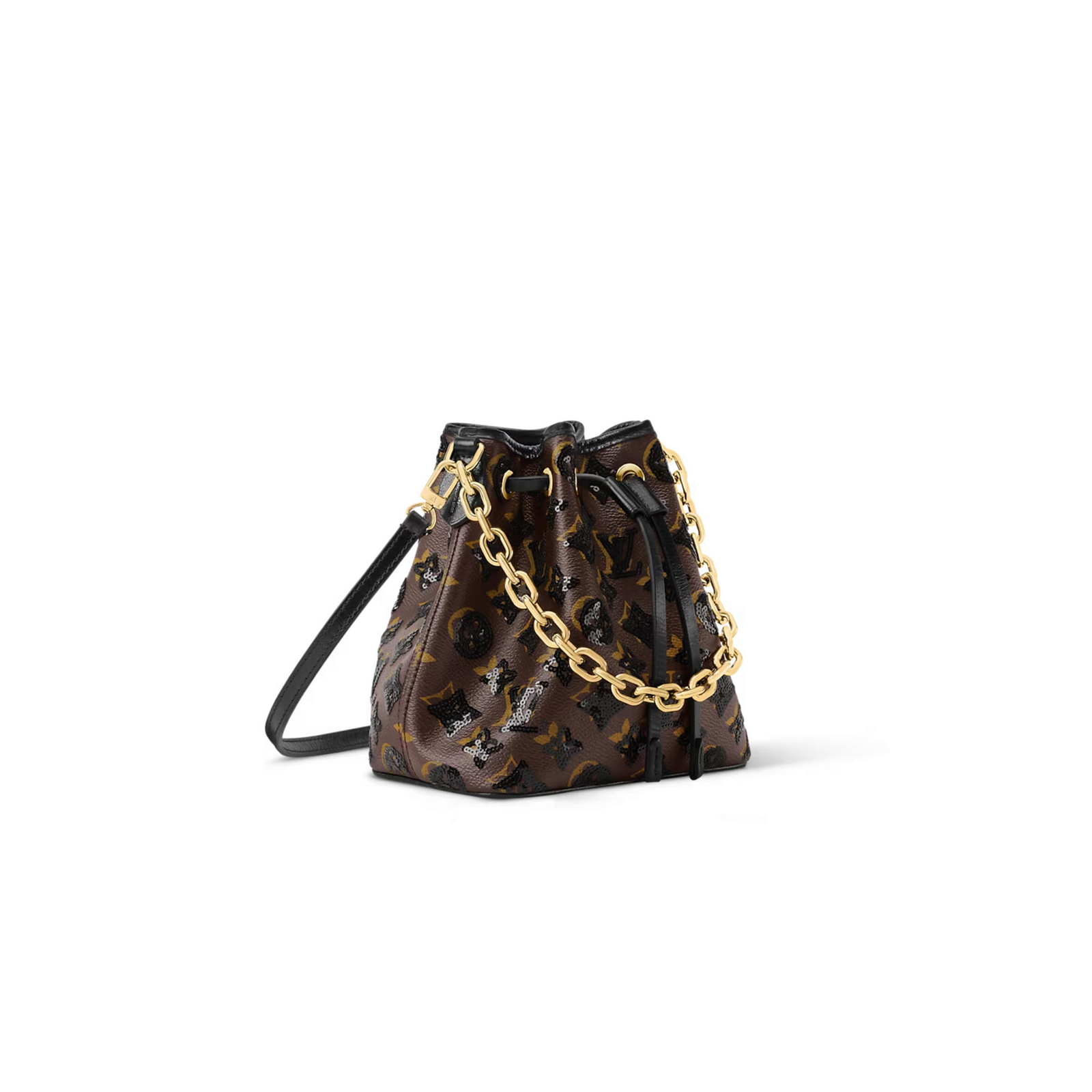 **M26284 LouisV Noé BB Bag – Monogram Sequin, 22 × 17.5 × 13 cm**