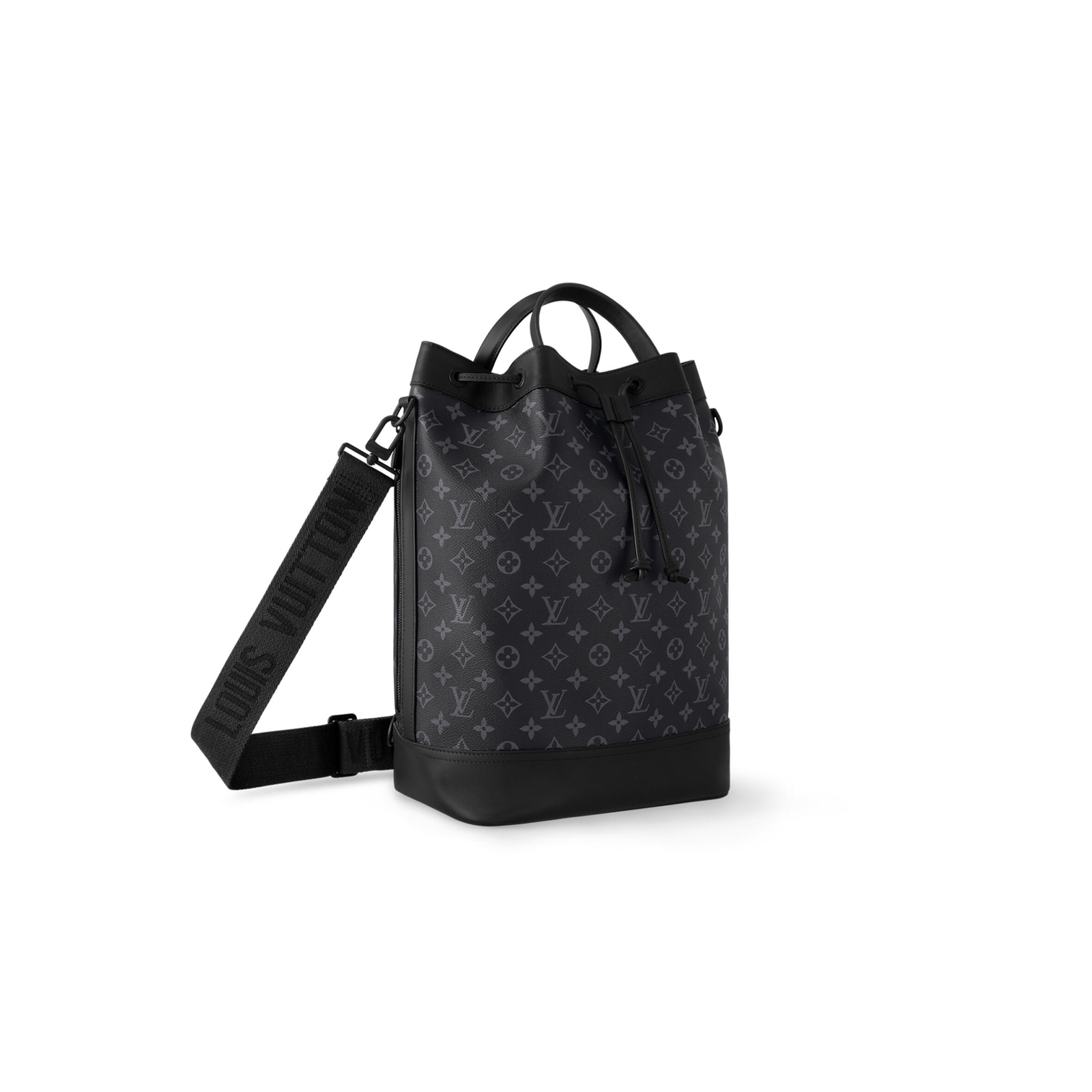 M46693 LouisV Noé Sling Bag – Monogram Eclipse Canvas, 34 × 48 × 18 cm