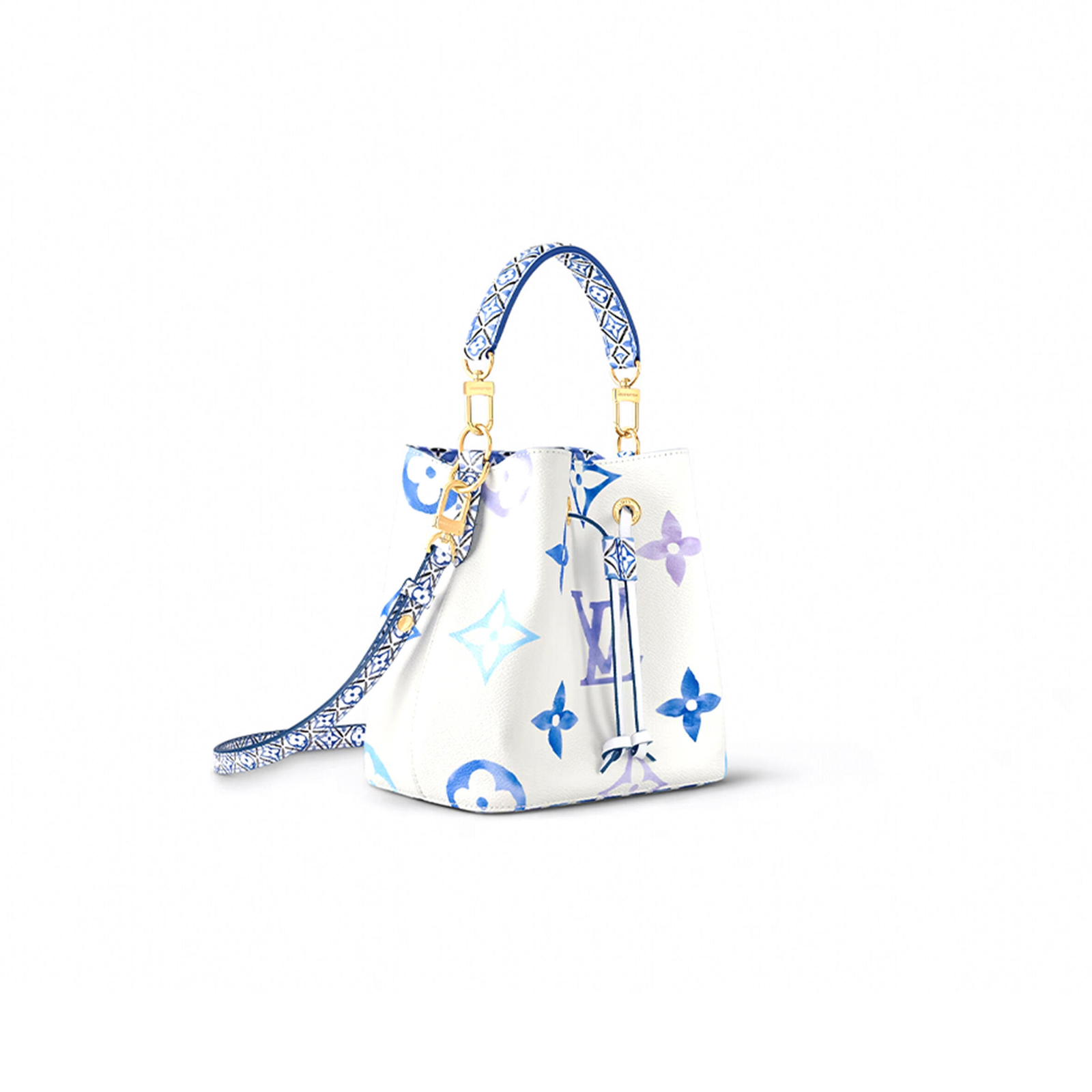 M22985 LouisV NeoNoé Bag – Blue Giant Monogram Canvas, 20 × 20 × 13 cm