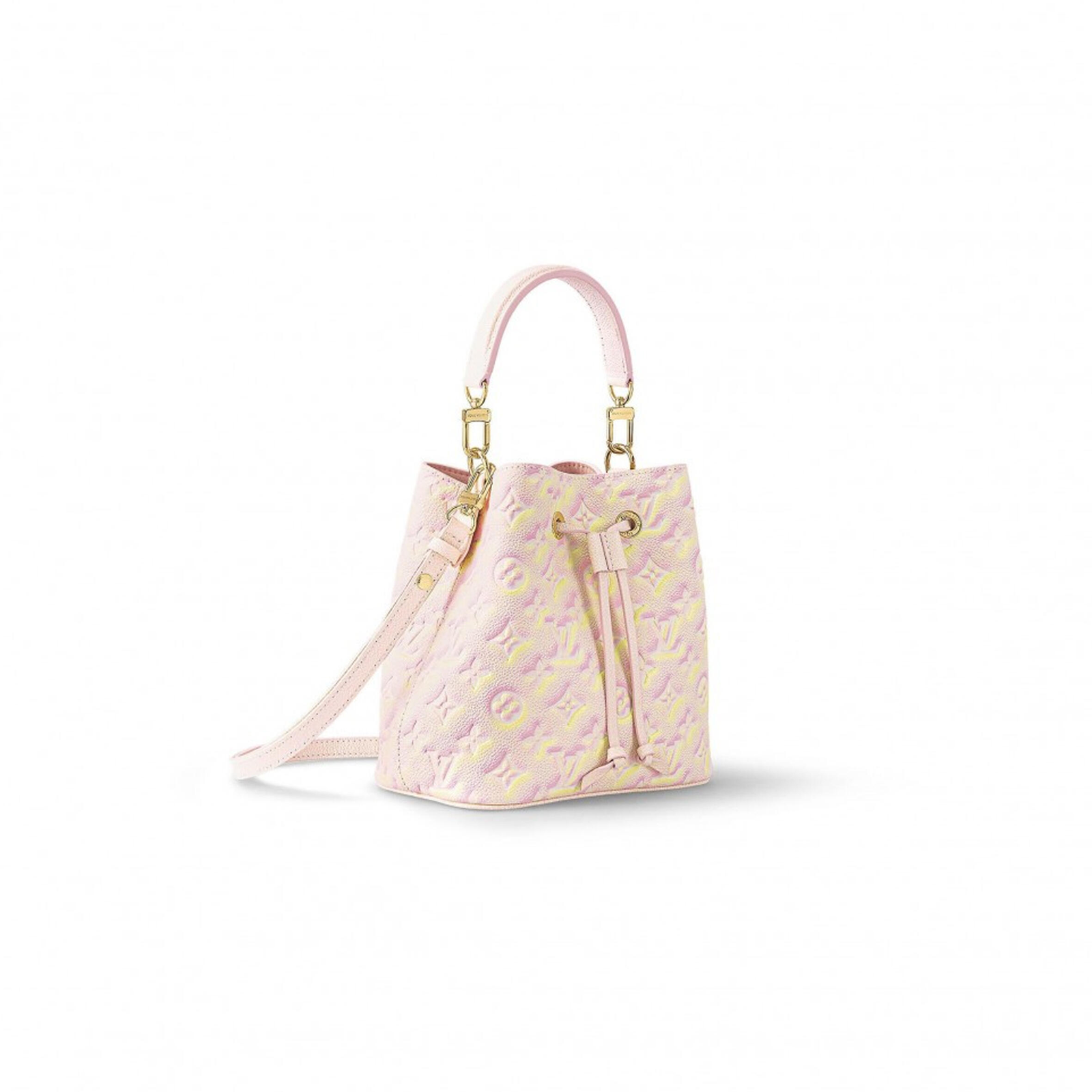 M46174 LouisV NeoNoé BB Bag – Pink Yellow Iridescent, 20 × 20 × 13 cm