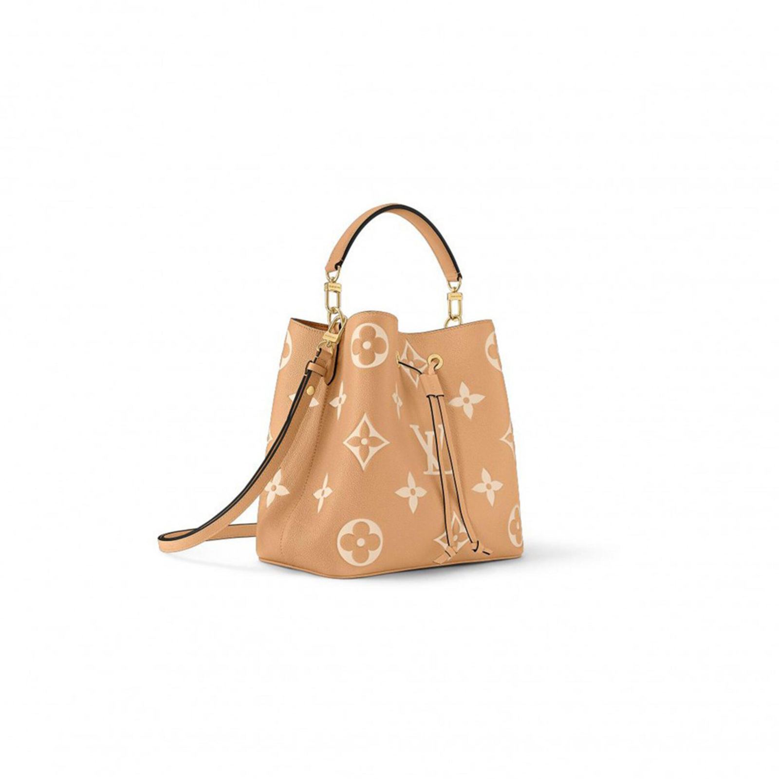 M44022 LouisV NéoNoé MM Bag – Apricot Beige, 26 × 26 × 17.5 cm