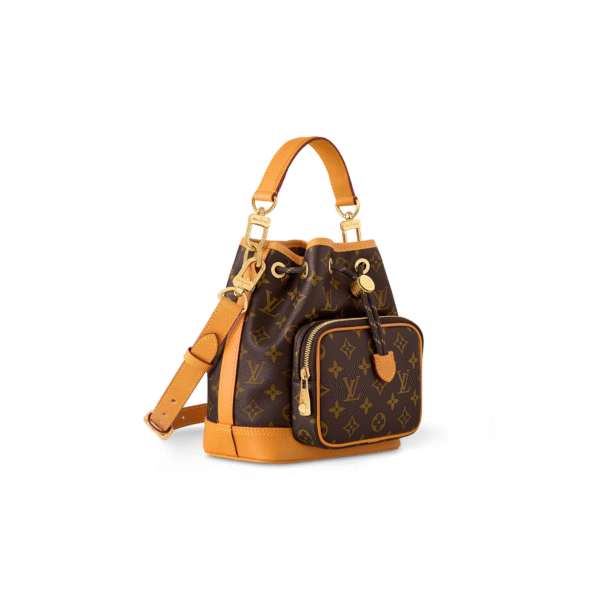 M14017 LouisV Noé Cargo Bag – Monogram Yellow Trim, 24 × 16 × 22 cm
