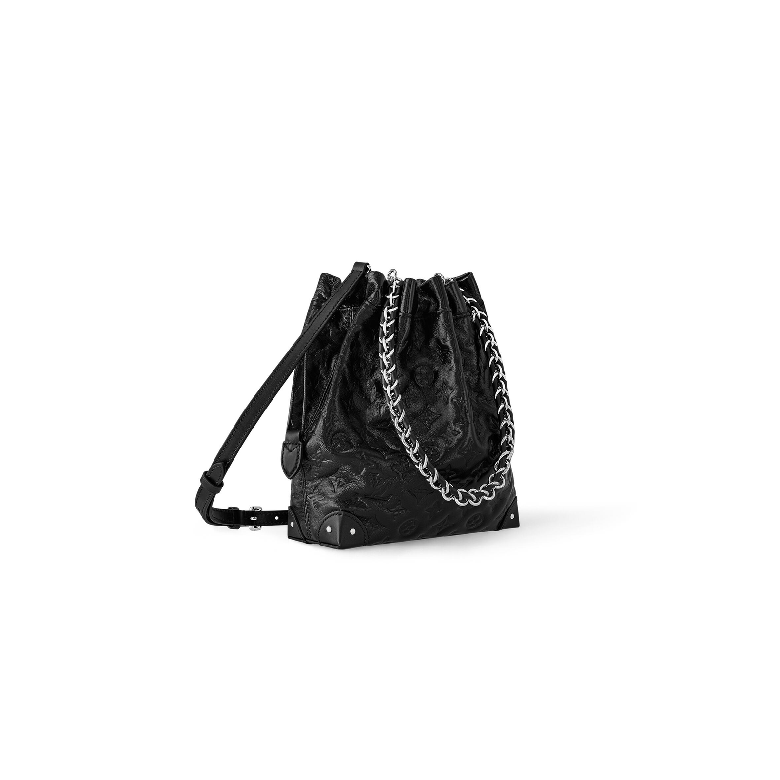 M13484 LouisV Noé Trunk Bag – Embossed Lambskin Monogram, 23 × 27 × 8 cm