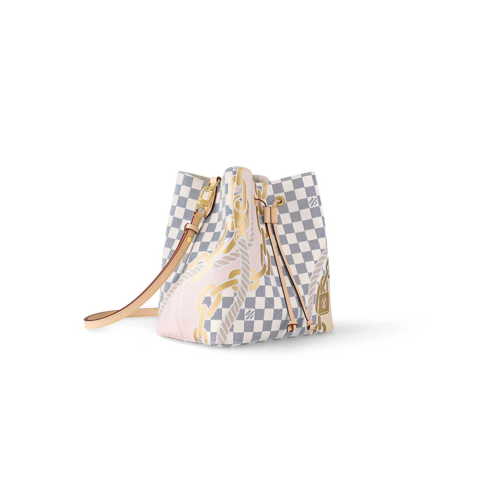 N40474 LouisV NéoNoé MM Bag – Damier Azur Nautical Edition, 26 × 26 × 17.5 cm