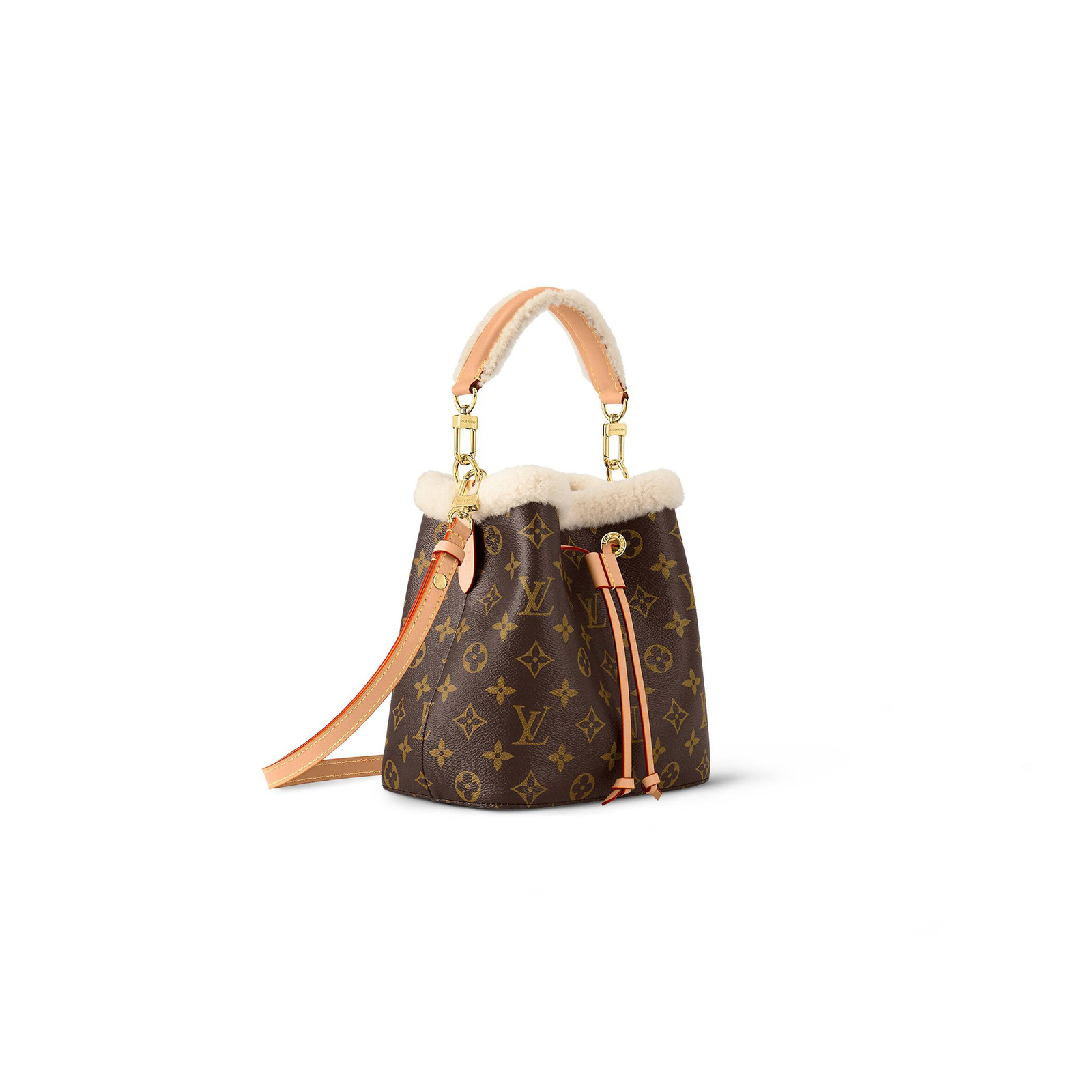 M46319 LouisV NéoNoé BB Bag – Cozygram Shearling Edition, 20 × 20 × 13 cm