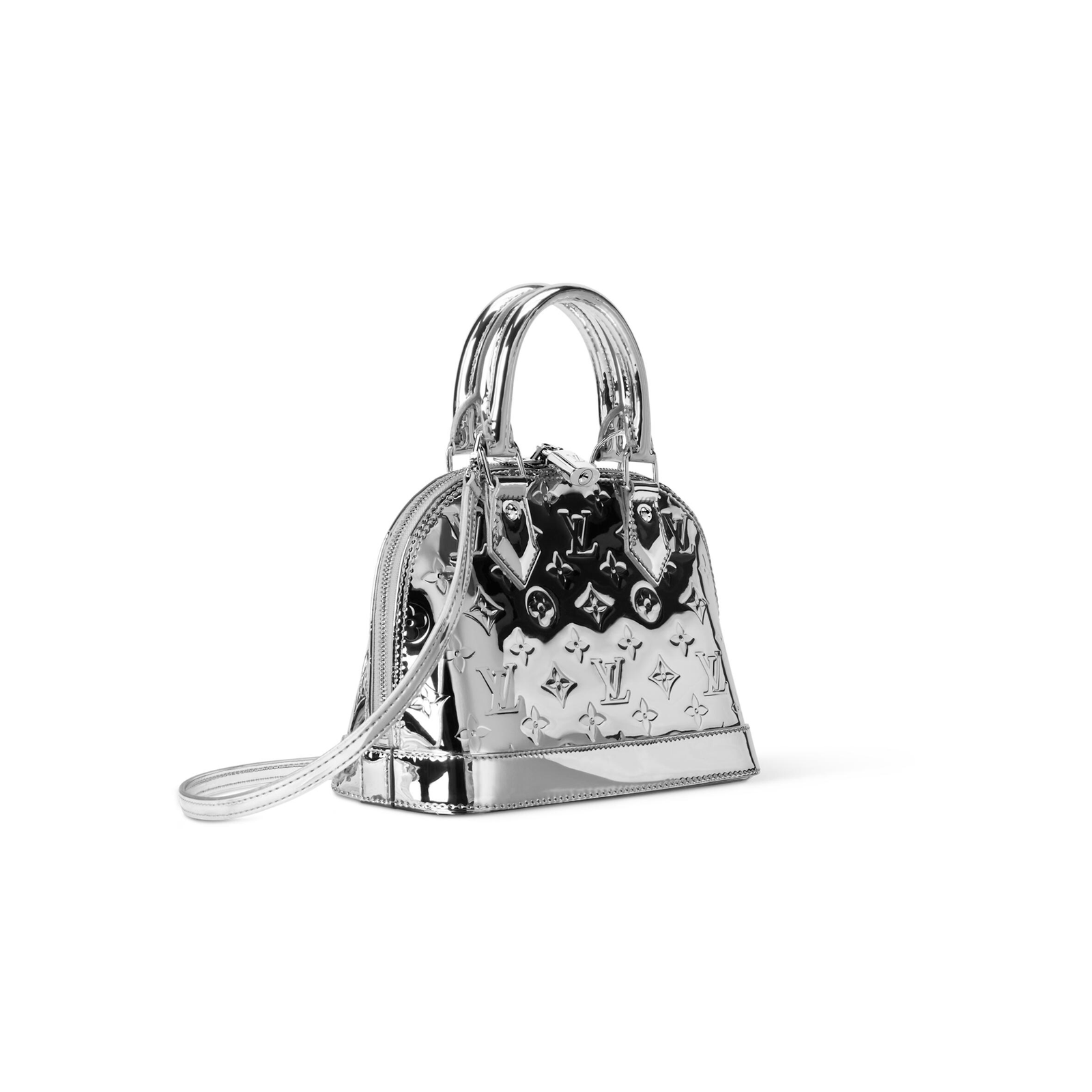 M26335 LouisV Alma BB – Silver Monogram Miroir, 23.5 × 17.5 × 11.5 cm