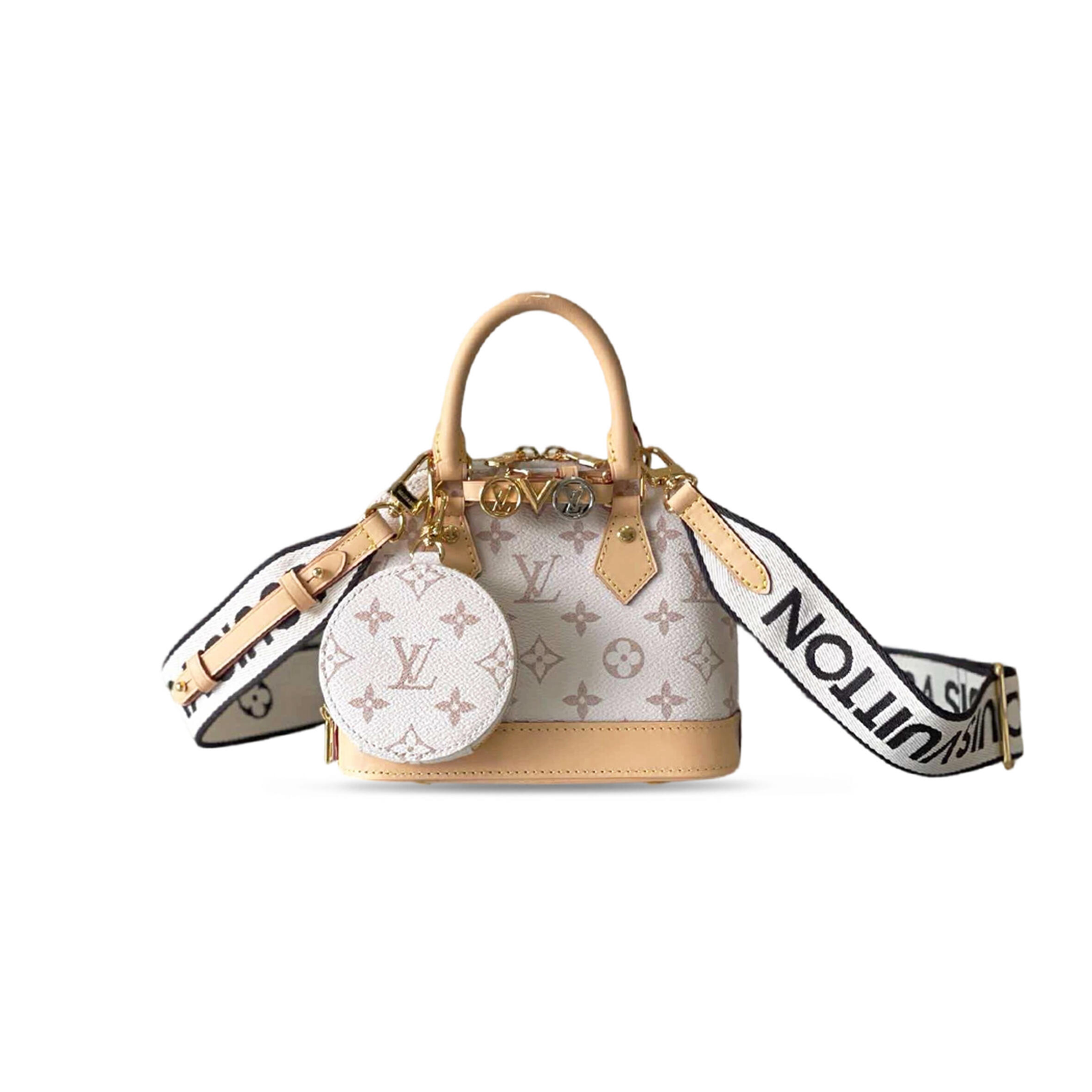 K00015 LouisV Alma Mini – Monogram White, 19.5 × 15 × 10 cm