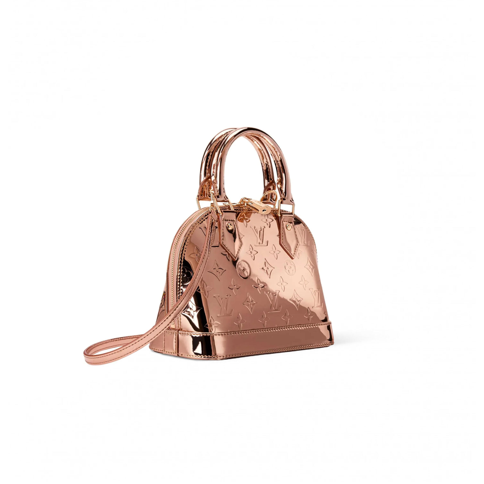 M26335 LouisV Alma BB Bag Silver Monogram Mirror Coated Canvas Classic 17.5 × 11.5 × 23.5 cm