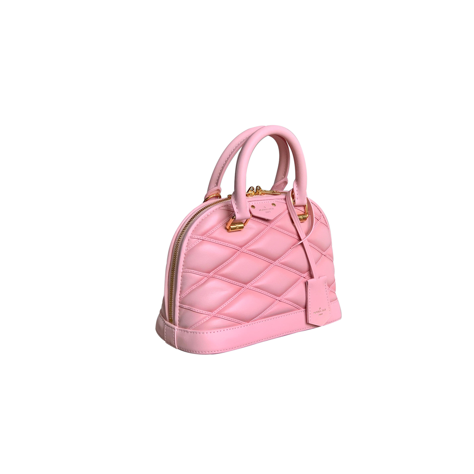 M24453 LouisV Alma BB Bag - Pink Quilted Lambskin Leather Classic - 23.5 × 17.5 × 11.5 cm