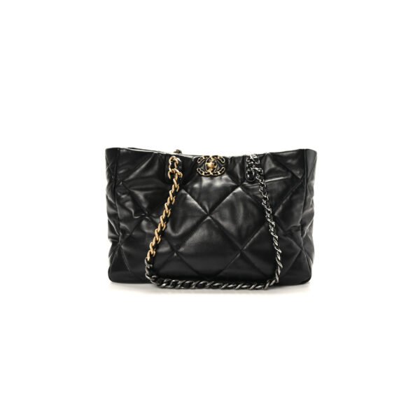 AS3660 CHANEL MASTER LAMBSKIN QUILTED 19 BAG SHOPPING BAG BLACK (41*24*10.5cm)