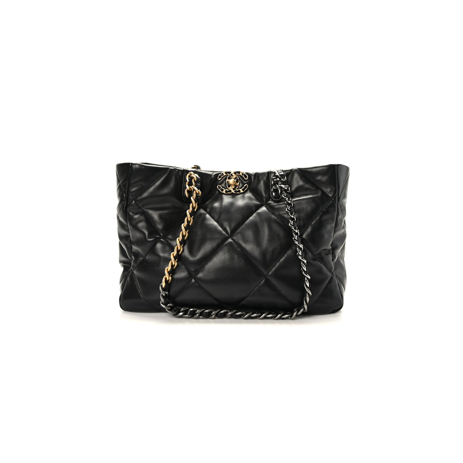 AS3660 CHANEL MASTER LAMBSKIN QUILTED 19 BAG SHOPPING BAG BLACK  (41*24*10.5cm)