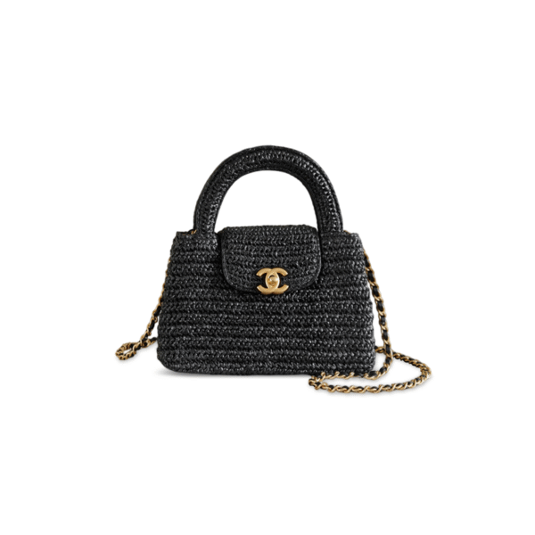 AS4416 CHANEL MASTER MINI KELLY SHOPPING BAG BRAIDED RAFFIA (19*13*7cm)