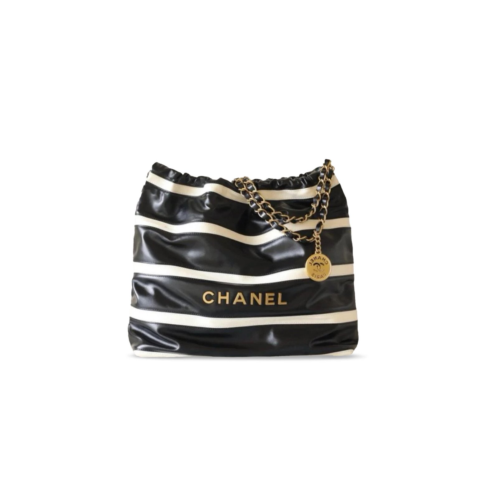 AS3260 CHANEL 22 SHINY CALFSKIN STRIPED  (42*39*8cm)