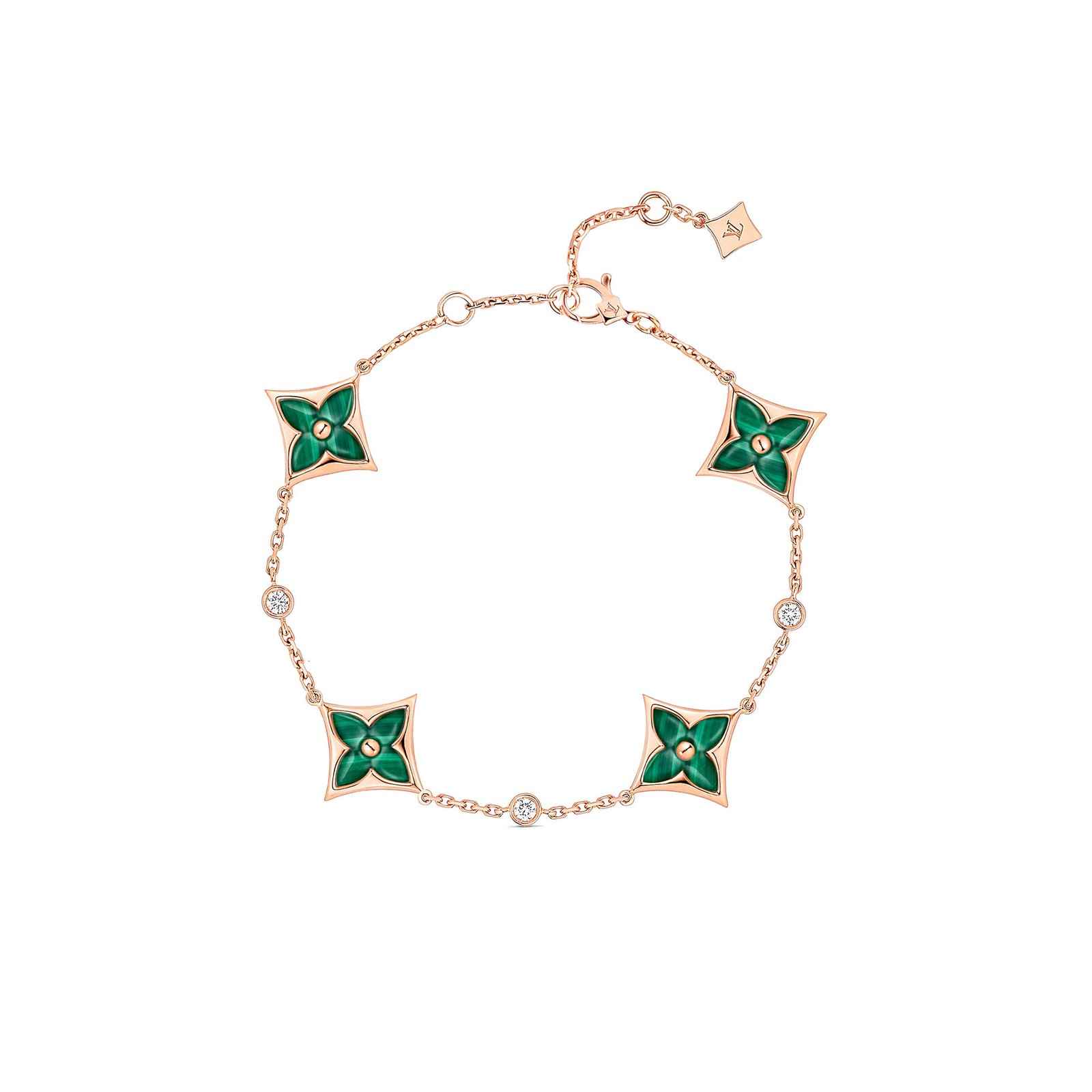 LOUIS VUITTON COLOUR BLOSSOM BB MULTI-MOTIFS BRACELET, PINK GOLD, MALACHITE AND DIAMONDS Q05570