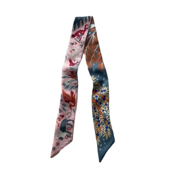 Maya Jungle Printed Silk Skinny Scarf for Handbags & Hair, 100% Mulberry Silk Twilly Scarf for Women (86x5cm)