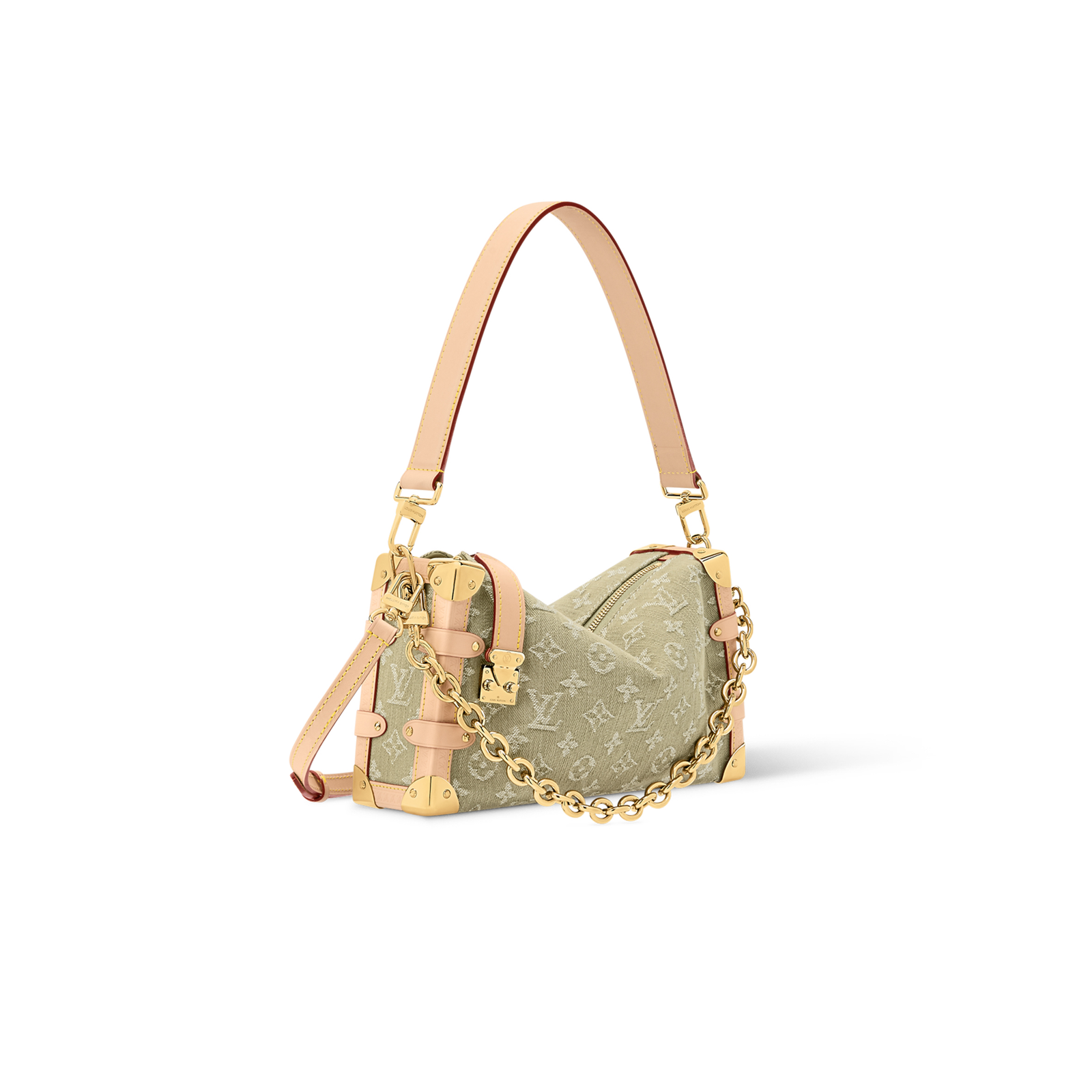 M27451 LouisV Side Trunk East-West Bag - Green Denim  Leather - 28 × 15 × 7 cm