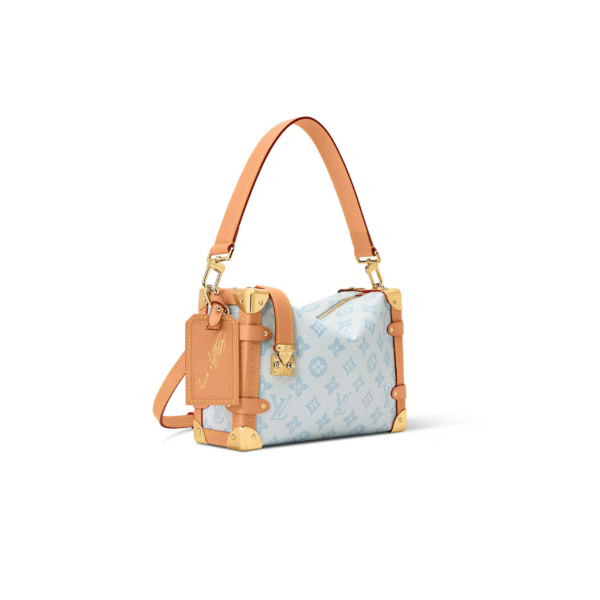 M27891 LouisV Side Trunk Medium Bag - Blue Monogram Canvas  Leather - 16 × 8.5 × 23.5 cm