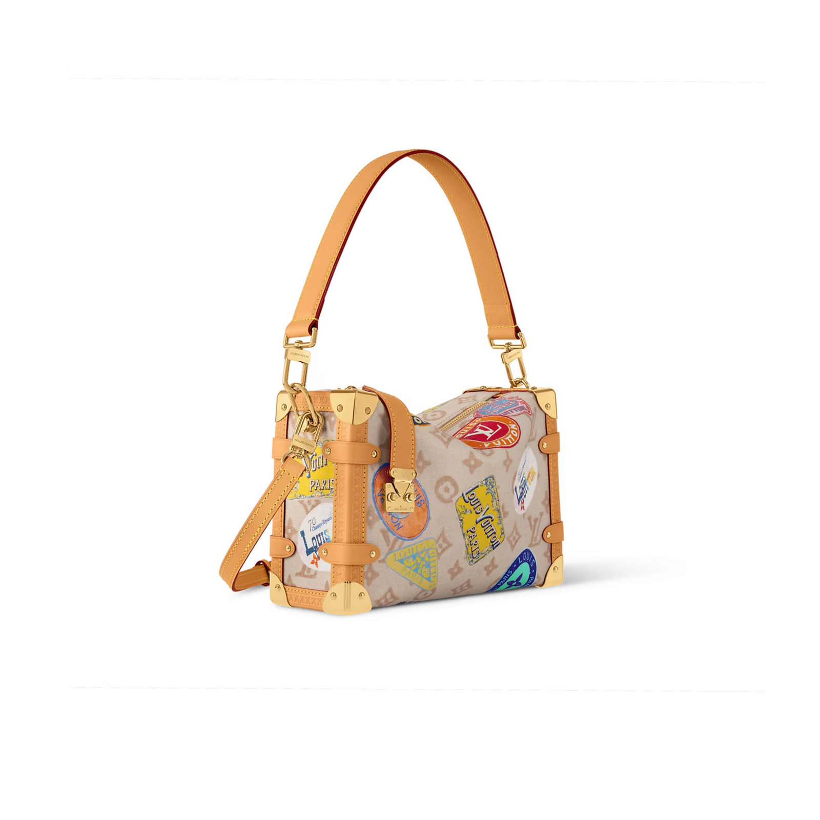 M14606 LouisV Side Trunk Medium Bag - Monogram Dune Canvas  Leather - 16 × 8.5 × 23.5 cm