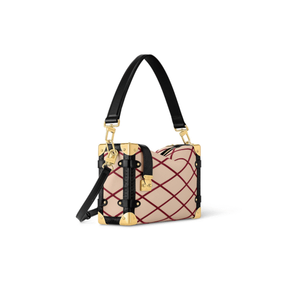 M24403 LouisV Side Trunk Medium Bag - Pink Quilted Lambskin Leather - 21 × 14 × 6 cm