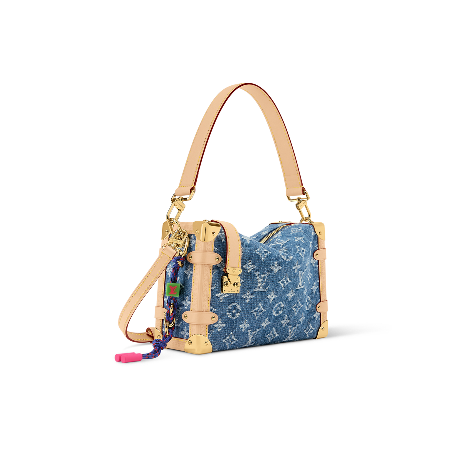 **M47085 LouisV Side Trunk Medium Bag - Resin Coated Canvas / Leather - 21 × 14 × 6 cm**