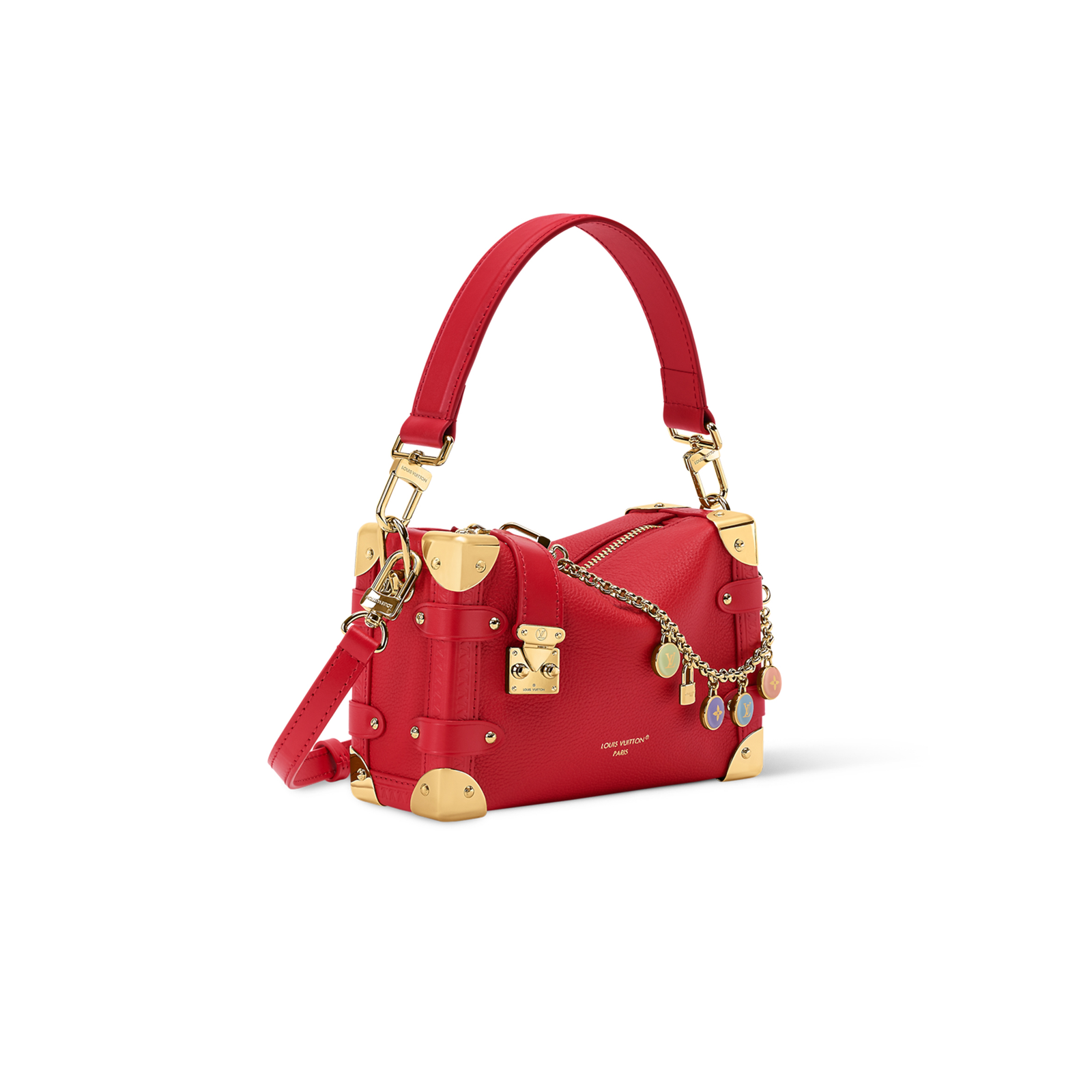 M28333 LouisV Side Trunk Small Bag - Red Leather - 19 × 12.5 × 7.5 cm
