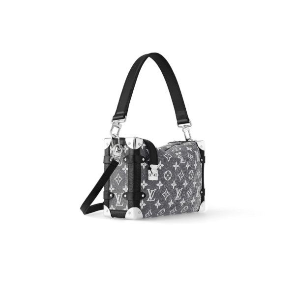 M21460 LouisV Side Trunk Medium Bag - Monogram Denim Canvas Leather - 21 × 14 × 6 cm