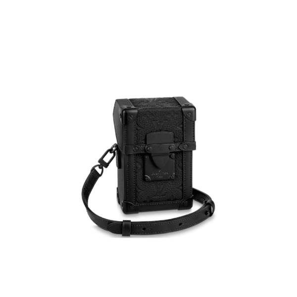 M82070 LouisV Vertical Trunk Mini Camera Bag - Black Embossed Taurillon Leather - 10.7 × 17.5 × 6.8 cm**