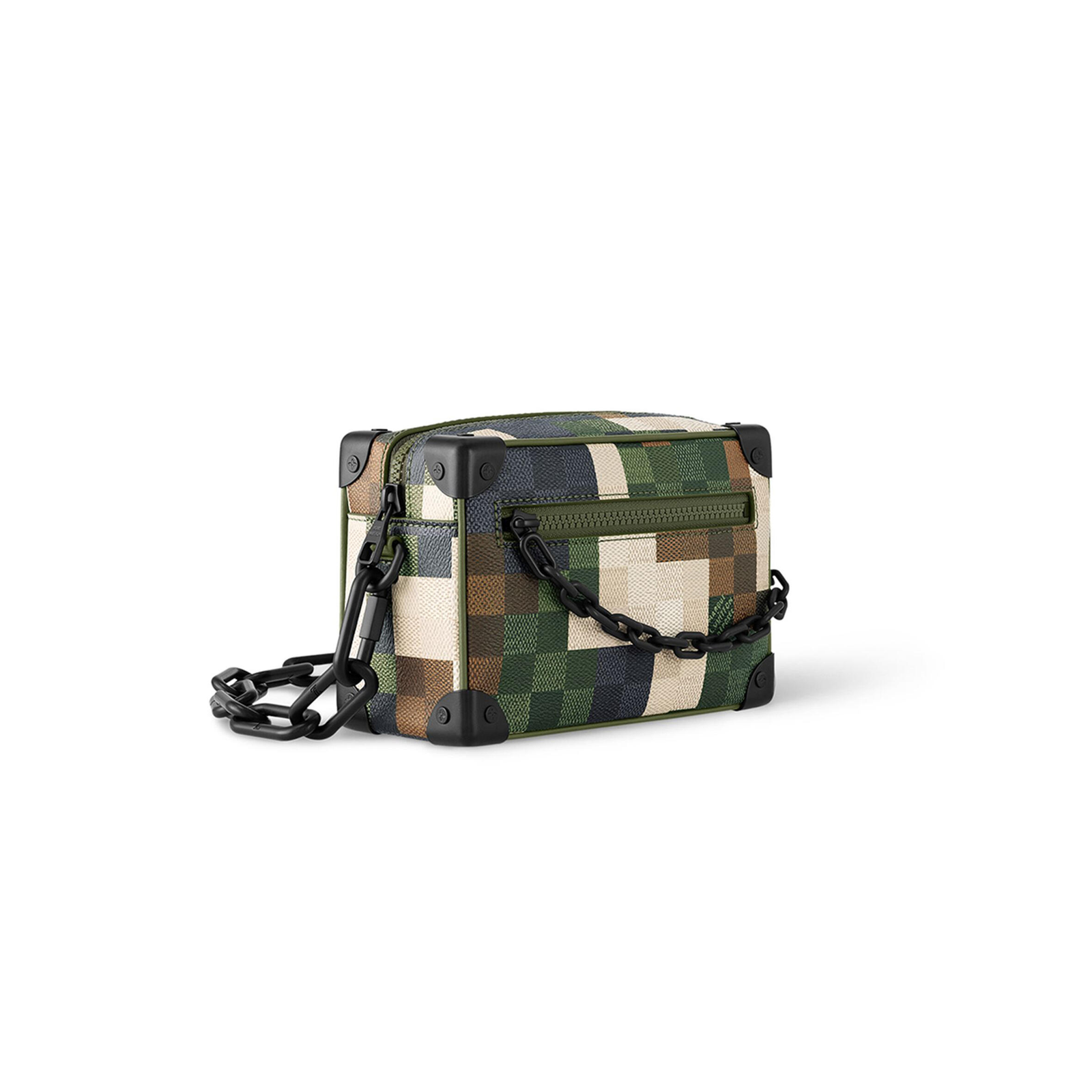 M24581 LouisV Mini Soft Trunk Chain Bag - Green Monogram Eclipse Canvas / Leather - 18.5 × 13 × 8 cm**