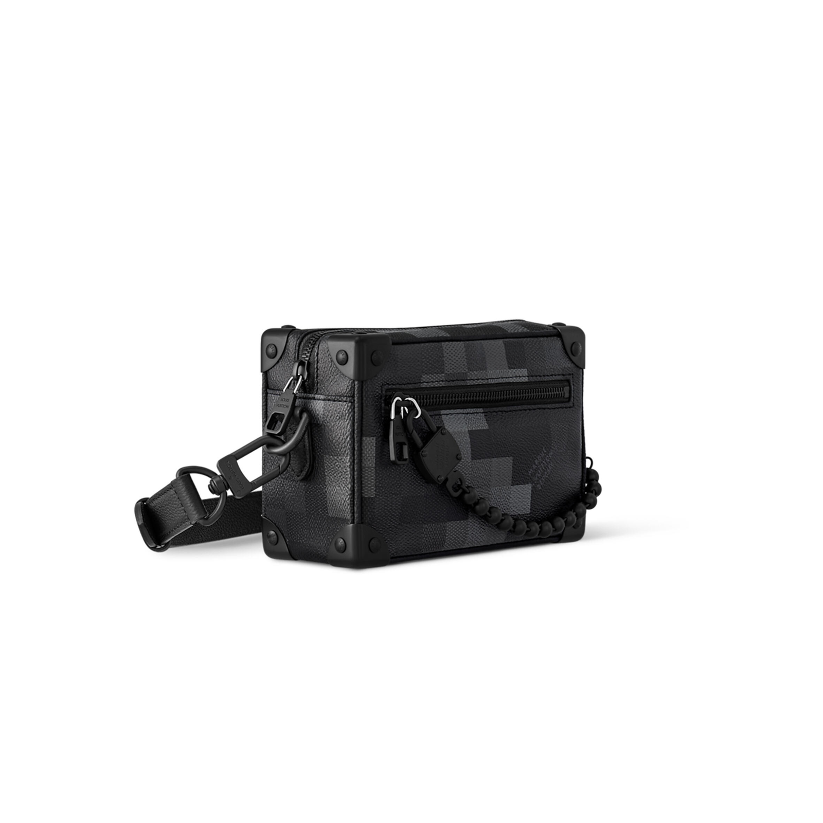 M14922 LouisV Mini Soft Trunk Bag - Damoflage Black Canvas  Leather - 18.5 × 13 × 8 cm