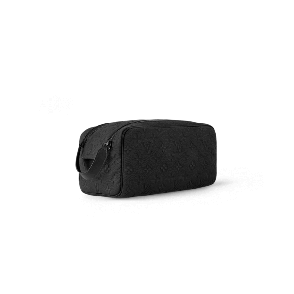 M59478 LouisV Dopp Kit Bag - Black Monogram Embossed Leather - 28 × 15 × 16.5 cm