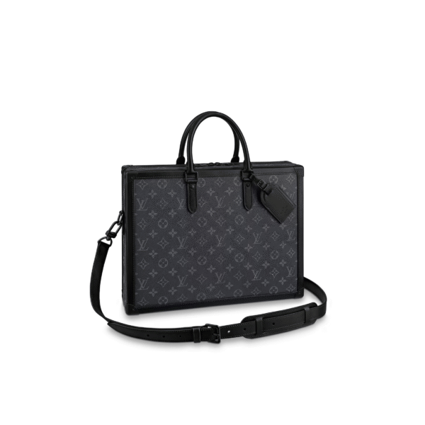 M44952 LouisV Soft Trunk Briefcase - Monogram Eclipse Canvas  Leather - 29 × 38 × 8 cm