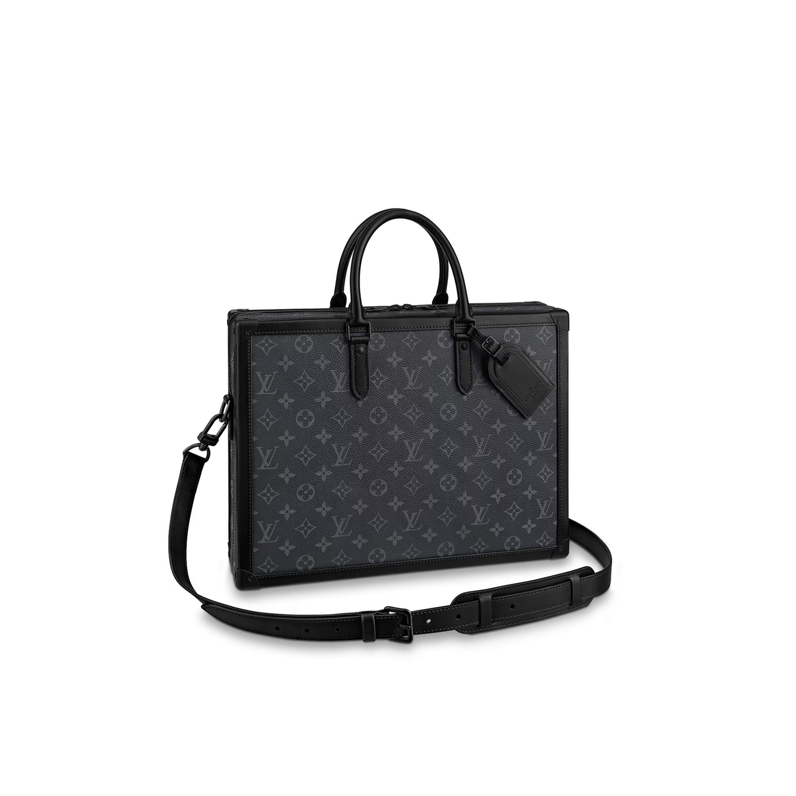M44952 LouisV Soft Trunk Briefcase - Monogram Eclipse Canvas  Leather - 29 × 38 × 8 cm