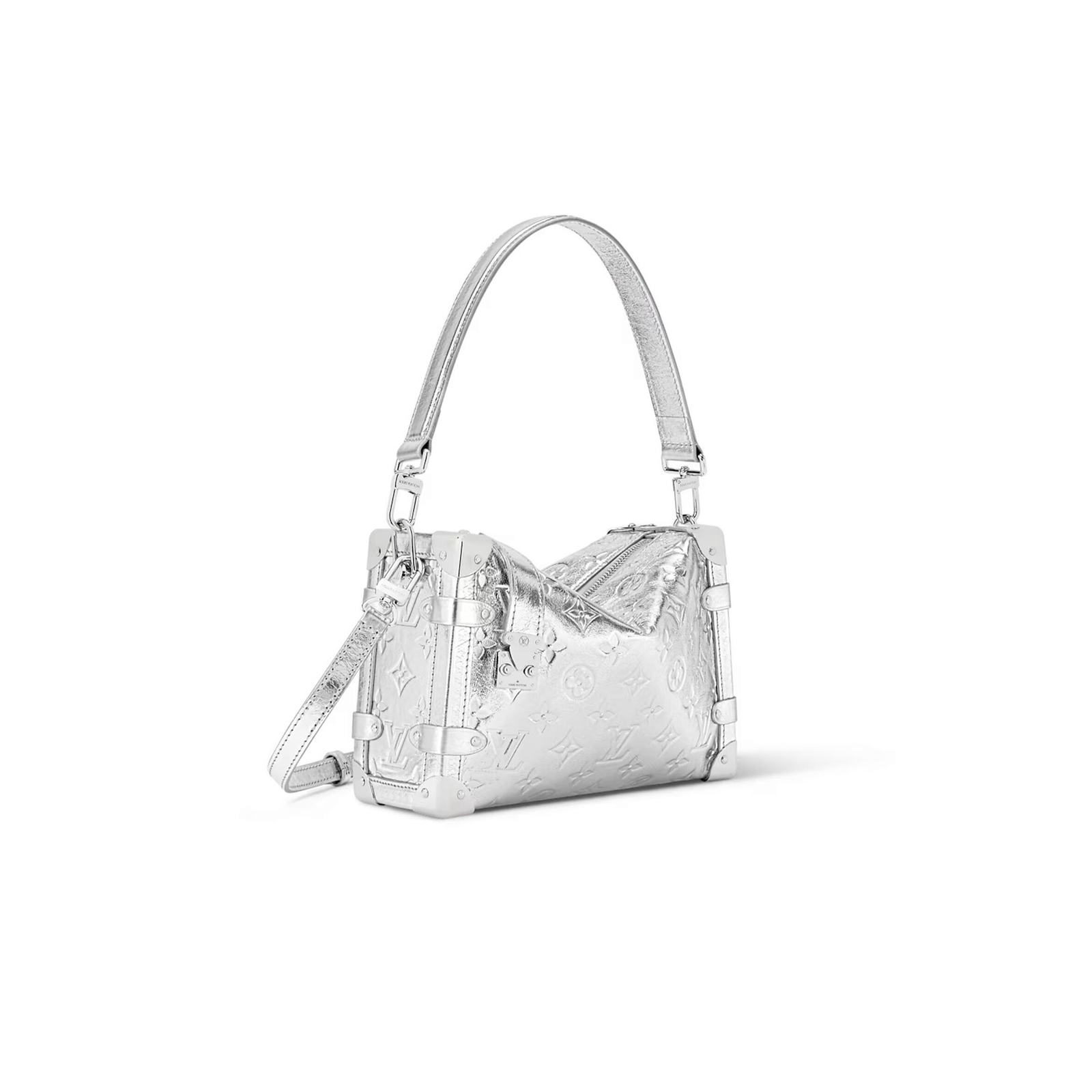 M26223 LouisV Monogram Miroir Side Trunk Medium Bag - Silver Mirror Leather - 16 × 8.5 × 23.5 cm