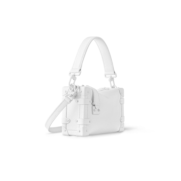 M23817 LouisV Side Trunk Small Bag - White Grained Leather - 12.5 × 8 × 18 cm