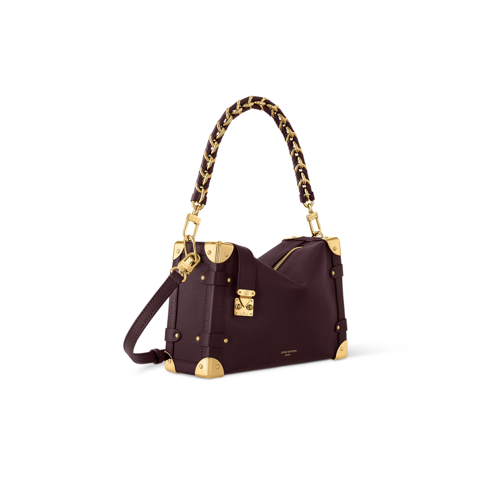 M25669 LouisV Side Trunk MM Bag - Burgundy Leather - 23.5 × 16 × 8.5 cm