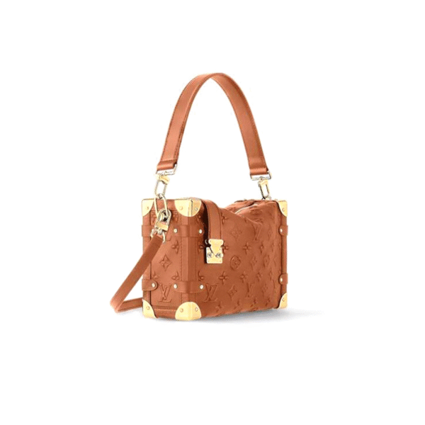 M21741 LouisV Side Trunk Small Bag - Brown Monogram Embossed Leather - 21 × 14 × 6 cm