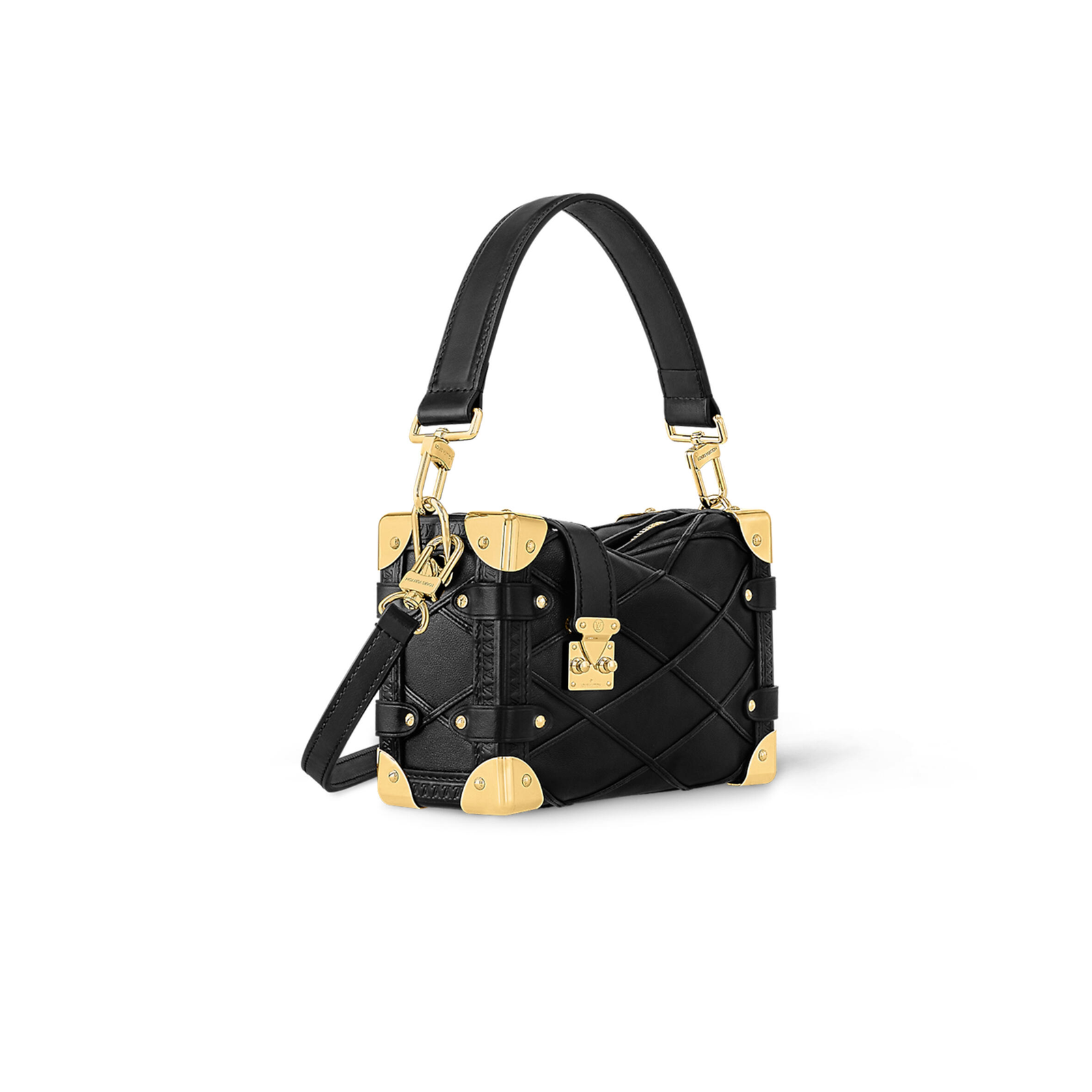 M83030 LouisV Side Trunk Bag - Black Quilted Leather - 18 × 12.5 × 8 cm  21 × 14 × 6 cm