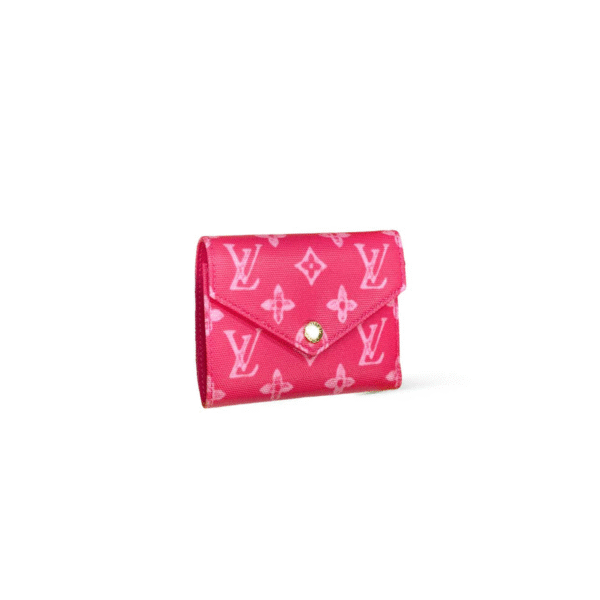 M27681 LouisV Victorine Wallet - Rose Red Monogram Canvas - 12 × 9.5 × 2.5 cm
