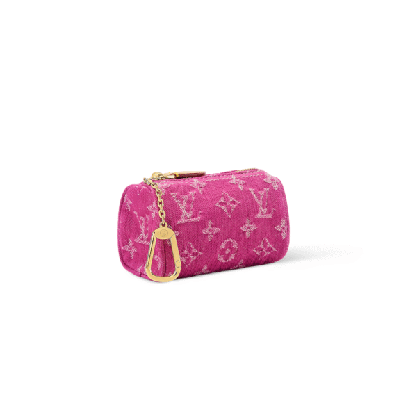 M27605 LouisV Trousse Speedy Coin Purse - Pink Monogram Denim  Leather - 11 × 7.5 × 6 cm